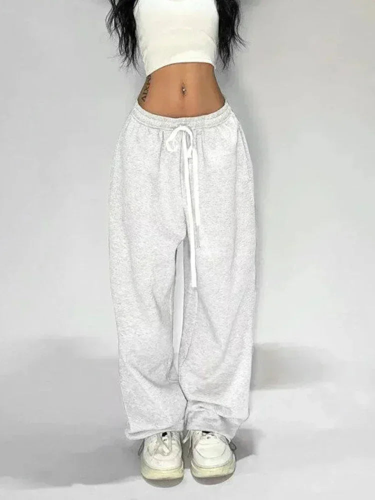 pantsparadises Casual Gray Sweatpants Women Wide Leg Black Joggers Classic Baggy Streetwear Oversized Sports Female Trousers All-match