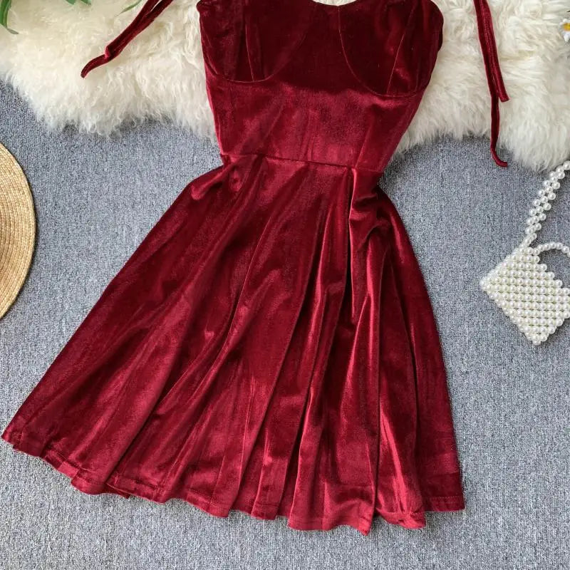 pantsparadises NEW YEAR DRESS TO IMPRESS Chic Fashion Sexy Straps Mini Dress Women High Waist Y2K Christmas Red Party Dress Korean Streetwear Autumn Vestidos