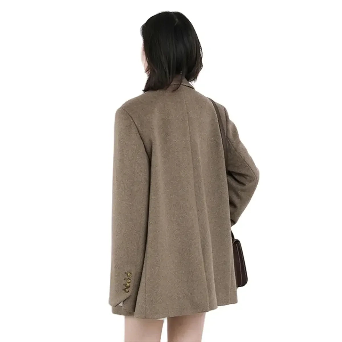 pantsparadises WINTER OUTFITS Women Wool Blend Coat Solid Mid Long Woolen Blazer Thick Warm Blouse Women's Overcoat Office Lady Tops Autumn Winter