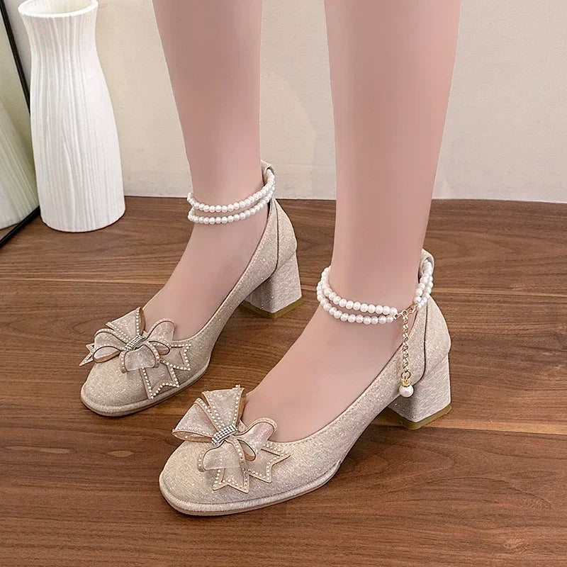 Womens Fashion New Elegant Party Shoes 2024 Summer Versatile Mary Jane Shoes Daily Sweet Style Bow Brand Design Womens Low Heels