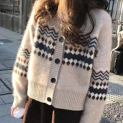 pantsparadises Vintage Knitted Cardigan Women Preppy Style Y2k Fashion Sweater Harajuku Autumn Winter Casual Cardigan Tops Streetwear