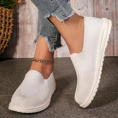 pantsparadises Women's Knitted Mesh Loafers Plus Size 43 Lightweight Soft Sole Casual Shoes Woman Autumn Non-Slip Breathable Flats Shoes