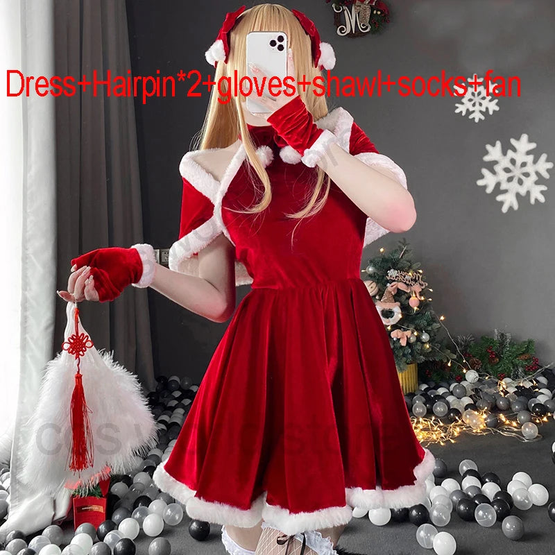 pantsparadises Christmas Women Dress Xmas Sexy Lady Santa Claus Cosplay Costume Sexy Lingerie Winter Red Dress Bunny Cosplay Girls Uniform