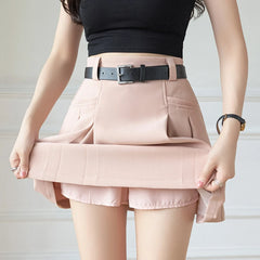 pantsparadises Korean Cute High Waist A-line Pleated Mini Skirt Women 2024 New Spring Summer Fashion Suit Short Skirts Woman Casual Skirts