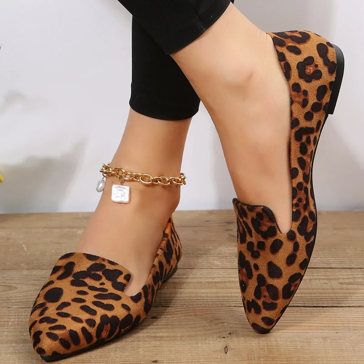 pantsparadises Loafers Flats Leopard Pointed Toe Casual Women Shoes New Comfortable Walking Mujer Zapatos:Wear-resisting