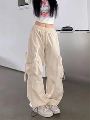 pantsparadises Y2k Cargo Pants Women Streetwear Casual Wide Leg Pants Harajuku Vintage Solid Baggy Straight Trousers Ladies Oversize Sweatpants