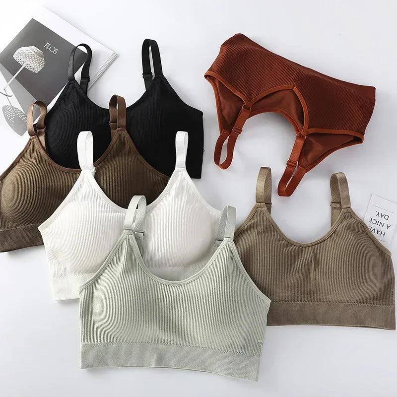 pantsparadises Tube Tops for Women's Seamless Solid Color U Back Women's Underwear Crop Top Sports Tank Tops Bottoming Bra with Chest Pad Top