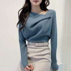 pantsparadises FALL OUTFITS Female Tops Pulovers Clothes Warm Tees Plain Blue Women's T Shirts Spring and Autumn Tshirts New Arrivals Polyester Old Alt