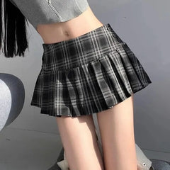 pantsparadises Vintage Plaid Mini Skirt Women Sexy Harajuku Y2k Preppy Style Pleated Skirts Korean Fashion Streetwear Short Skirts