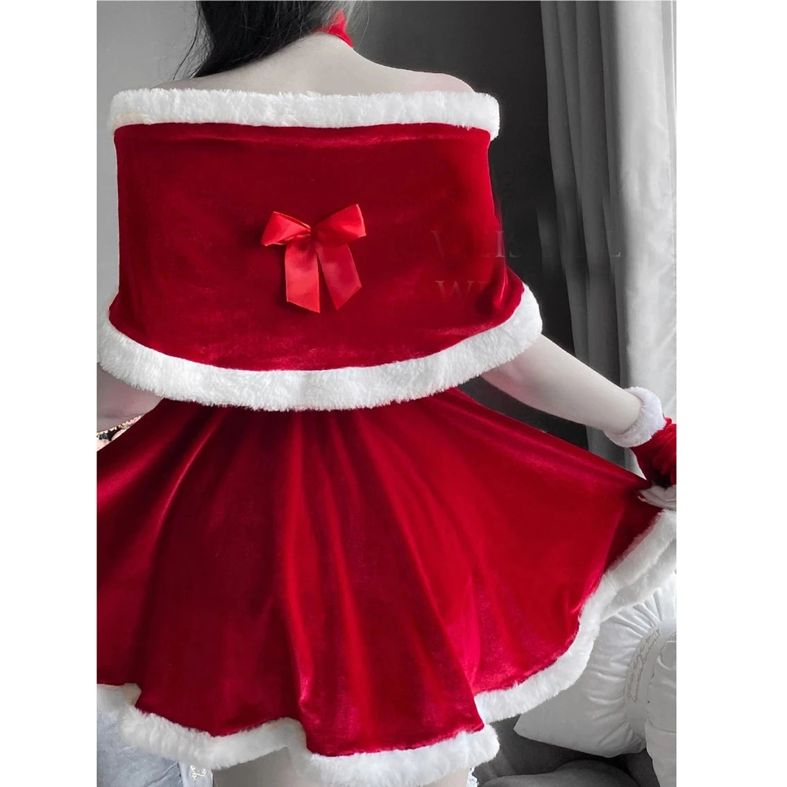 pantsparadises Christmas Women Dress Xmas Sexy Lady Santa Claus Cosplay Costume Sexy Lingerie Winter Red Dress Bunny Cosplay Girls Uniform