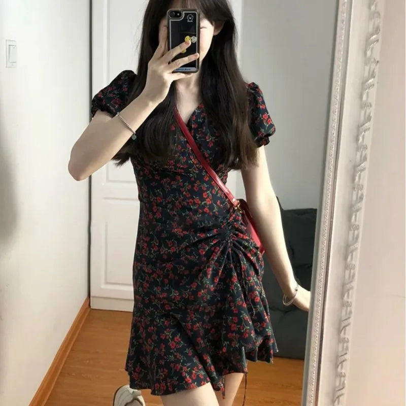 pantsparadises DRESS TO IMPRESS Female Dresses Floral Flower Women's Dress Soft Aesthetic Offer Original Hot New In Vintage Xxl Retro Fashion Summer 2024 Loose