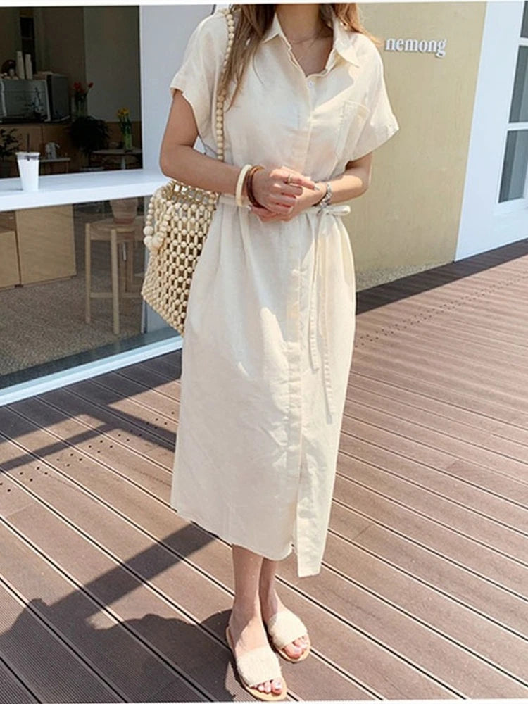 pantsparadises Summer Women Dress Shirt Dress Long Evening Female Vintage Maxi Party Oversize Beach Woman Dresses Casual Elegant Prom Green