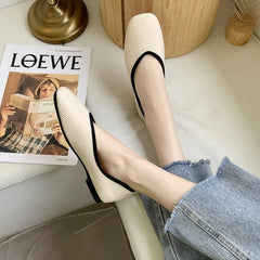 Cotton Fabric Flats Shoes Women Yellow Ballerina Socks Shoes Women Loafers Slip on Flat Heel Mule Shoes