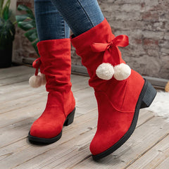 pantsparadises Women Large Size 43 Suede Snow Ankle Boots Winter New Warm Mid-Calf Boots Fashion Comfort Mid Heels Shoes Botas Mujer