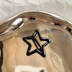 pantsparadises New Dark Y2K Girls Black Star Bobby Pin Hairpin Cool Charm Metal BB Hair Clip for Woman Pentagram Harajuku Headwear Accessories