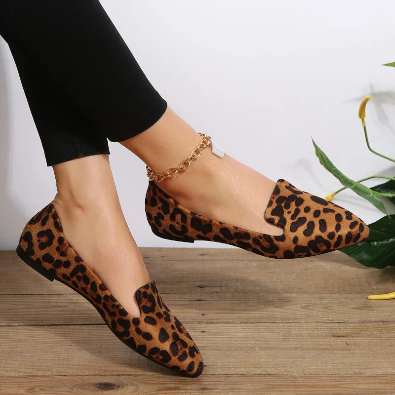 pantsparadises Loafers Flats Leopard Pointed Toe Casual Women Shoes New Comfortable Walking Mujer Zapatos:Wear-resisting