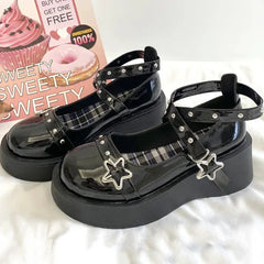 pantsparadises Lolita Shoes Women's Preppy Style Single Shoes Patent Leather Thick Bottom Mary Jane Shoes Vintage Girls JK Uniform Shoes