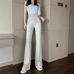 pantsparadises Summer Flared Pants Aesthetic Flare Leggings Trousers for Women Korean Style Fluid Fashion High Waist Wide Leg Palazzo Long