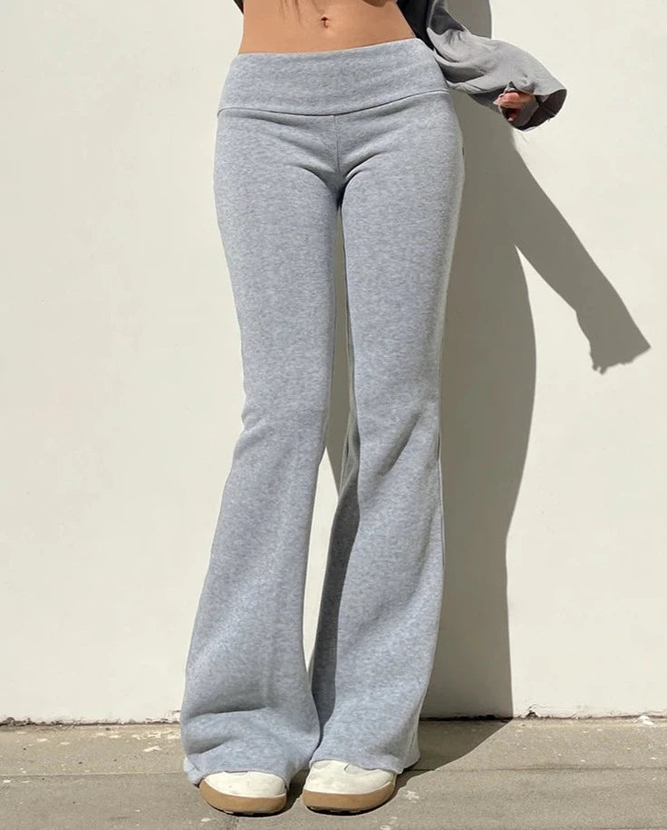 Casual Sexy Basic Solid Flare Pants Y2K Slim Low-Waisted Boot Cut Pants Women Autumn Spring Fashion Streetwear Lady