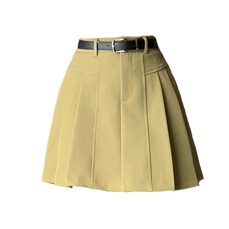 pantsparadises Korean Fashion High Waist A-line Mini Pleated Skirts Womens 2024 Spring Summer Casual Short Skirts Femme Skater Skirt