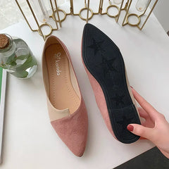 pantsparadises Women Shoes Fashion Splice Color Mule Flats Pointed Toe Ballerina Ballet Flat Slip on Shoe Zapatos Mujer Loafers Size 35-41