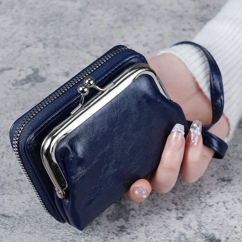 pantsparadises New Wallet Women Fashion Wrist Strap Short Coin Purse Large Capacity Coin Clip Bag Multi-card Card Bag Wallet