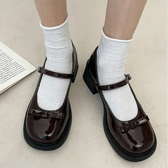 pantsparadises Brown Jk Uniform Shoes British Style Retro Japanese Mary Jane Shoes Women's Lolita Bow Sweet Girls Kawaii Mid Heel Cute Laofers