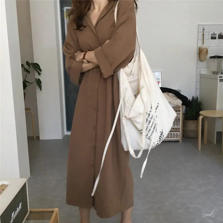 pantsparadises DRESS TO IMPRESS Shirt Dress For Women Harajuku Aesthetic Vintage Clothes Woman Korean Fashion Maxi Robe  Casual Dresses Long