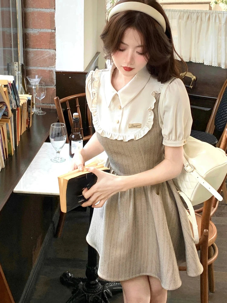 pantsparadises DRESS TO IMPRESS Summer Patchwork Elegant Mini Dress Women Ruffles High Waist Sweet Casual Dress Female Korean Style Evening Party Dress Y2k