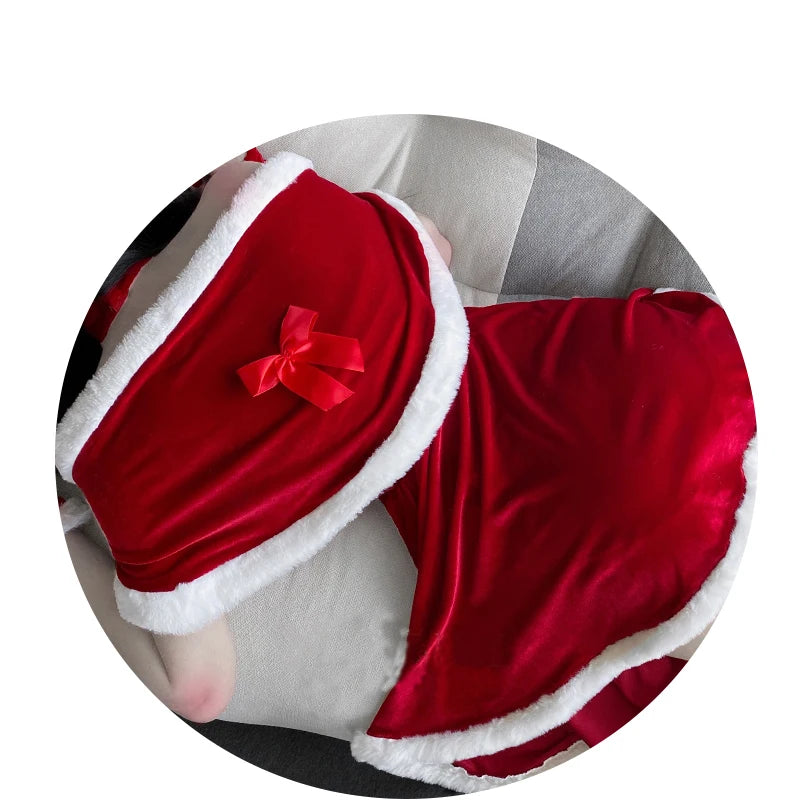 pantsparadises Christmas Women Dress Xmas Sexy Lady Santa Claus Cosplay Costume Sexy Lingerie Winter Red Dress Bunny Cosplay Girls Uniform