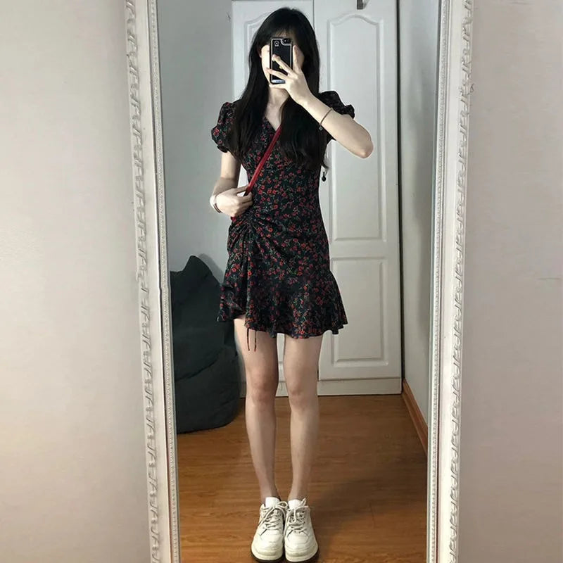 pantsparadises DRESS TO IMPRESS Female Dresses Floral Flower Women's Dress Soft Aesthetic Offer Original Hot New In Vintage Xxl Retro Fashion Summer 2024 Loose