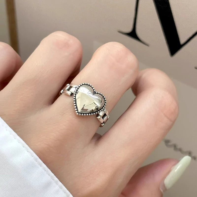 pantsparadises Minimalist Silver Color Cuff Rings for Women Couples New Fashion Creative Smooth Pattern Geometric Party Jewelry Gifts