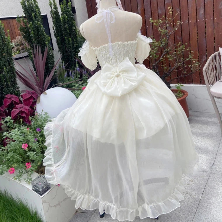 pantsparadises DRESS TO IMPRESS Vintage Victorian Lolita Dress Cosplay Kawaii Lace Flower Bow Trailing Dresses Women Japanese Style Elegant Wedding Party Dress