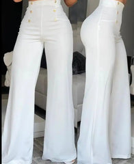 pantsparadises Elegant High Waist Wide Leg Bootcut Pants Summer European & American Fashion Simple Women's Flared Trousers