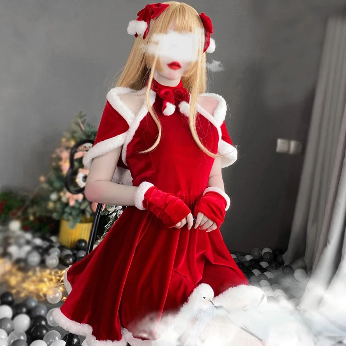 pantsparadises Christmas Women Dress Xmas Sexy Lady Santa Claus Cosplay Costume Sexy Lingerie Winter Red Dress Bunny Cosplay Girls Uniform