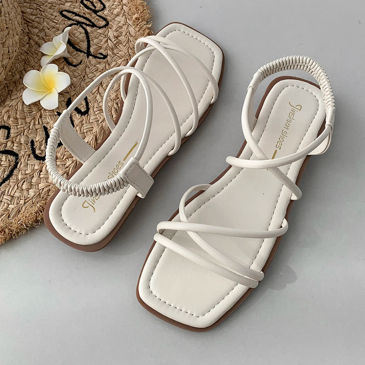 pantsparadises Fashionable Flat Sandals Women Wear a Variety of Summer Fairy Style Simple Beach Roman Sandals Sandals