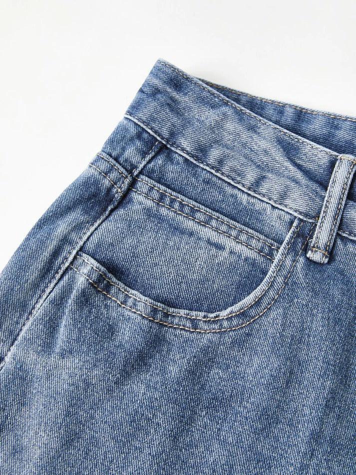 pantsparadises - Pocket Design Blue Wash Boyfriend Jeans pantsparadises