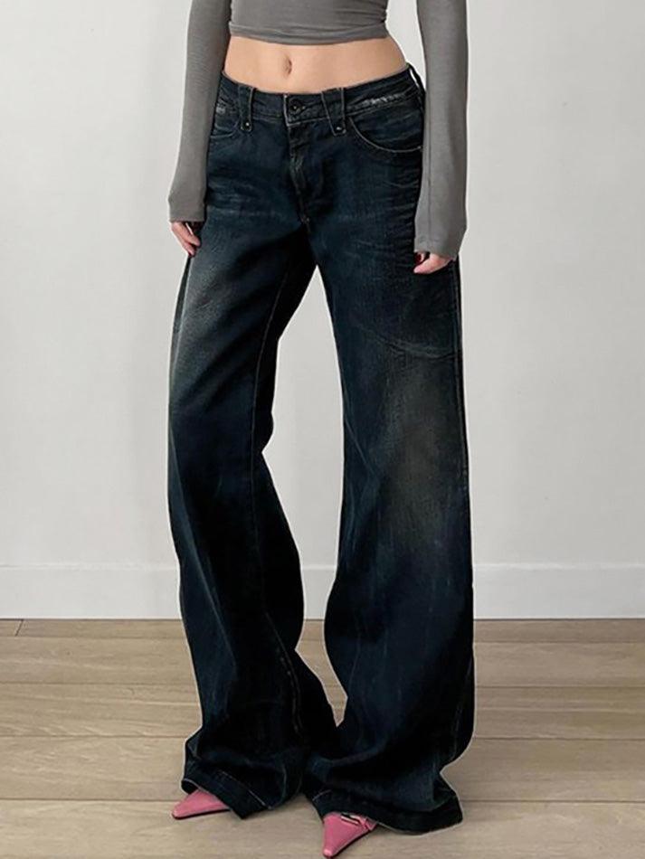 pantsparadises - Vintage Basic Low-Rise Loose Jeans pantsparadises