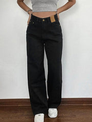 pantsparadises - Versatile Black High Rise Boyfriend Jeans pantsparadises