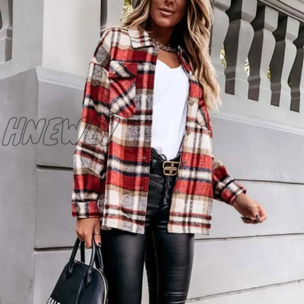 Autumn Jackets Coats Women Winter Plaid Jacket Long Checkered Woman Overshirt Female Shirt Coat For