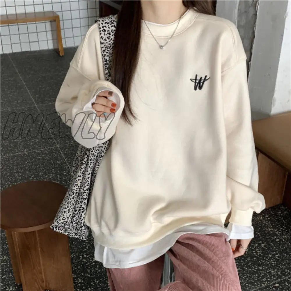 Autumn Winter Girl Korean Version Oversized Hoodies Street Style Letter Embroidery Sweatshirt