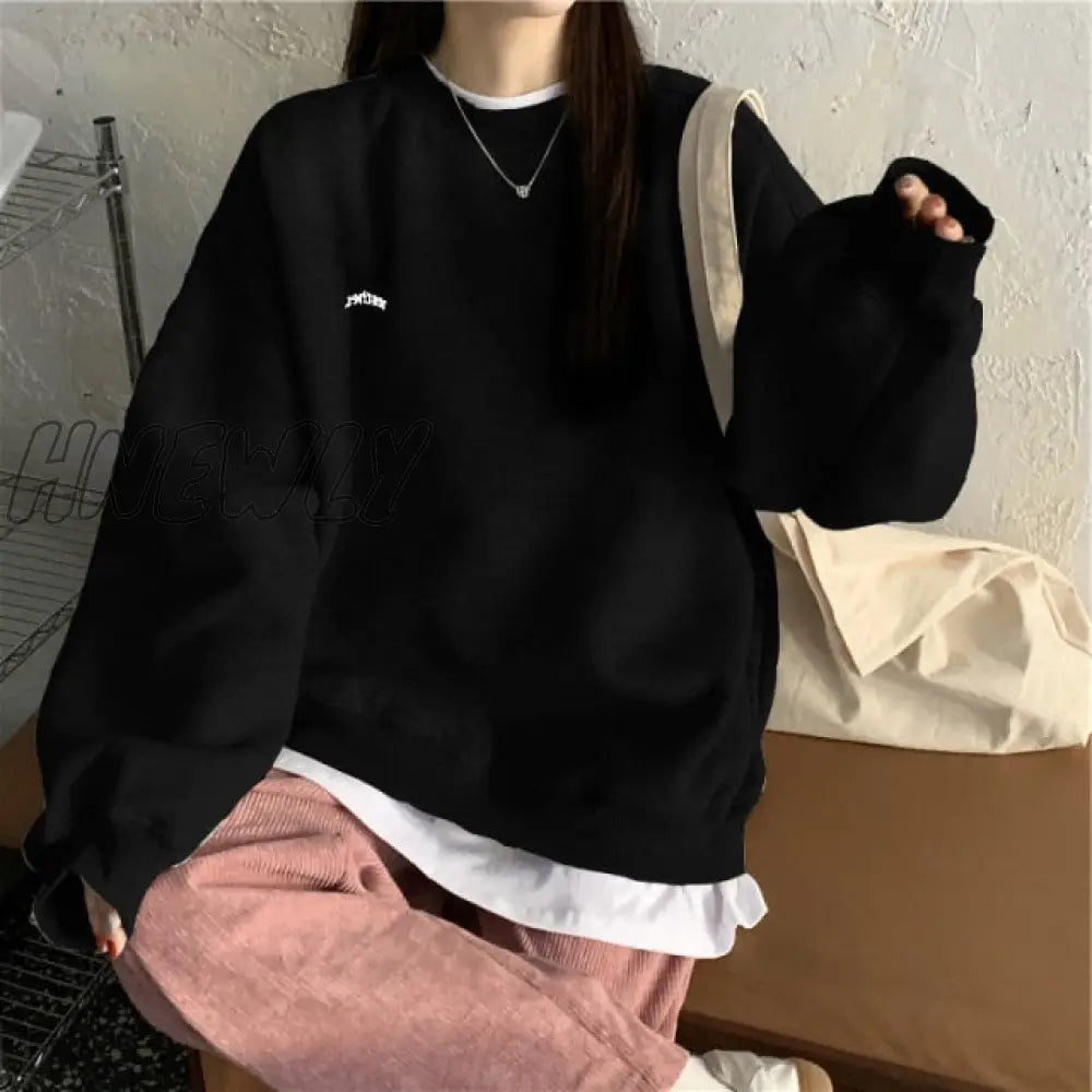 Autumn Winter Girl Korean Version Oversized Hoodies Street Style Letter Embroidery Sweatshirt