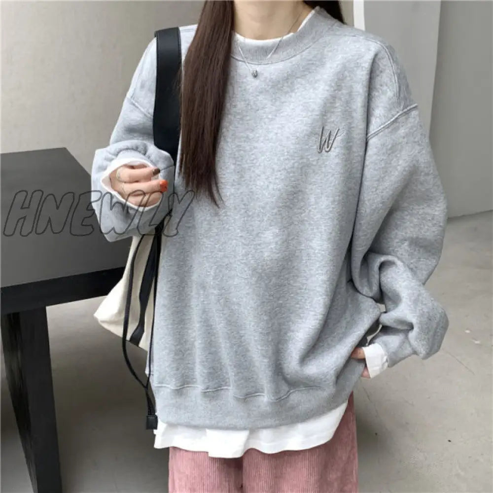 Autumn Winter Girl Korean Version Oversized Hoodies Street Style Letter Embroidery Sweatshirt