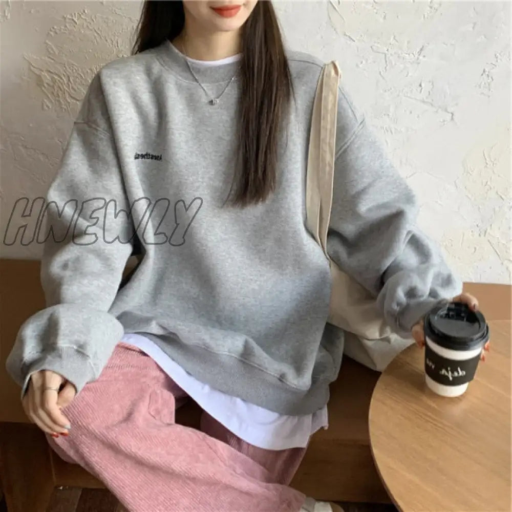 Autumn Winter Girl Korean Version Oversized Hoodies Street Style Letter Embroidery Sweatshirt