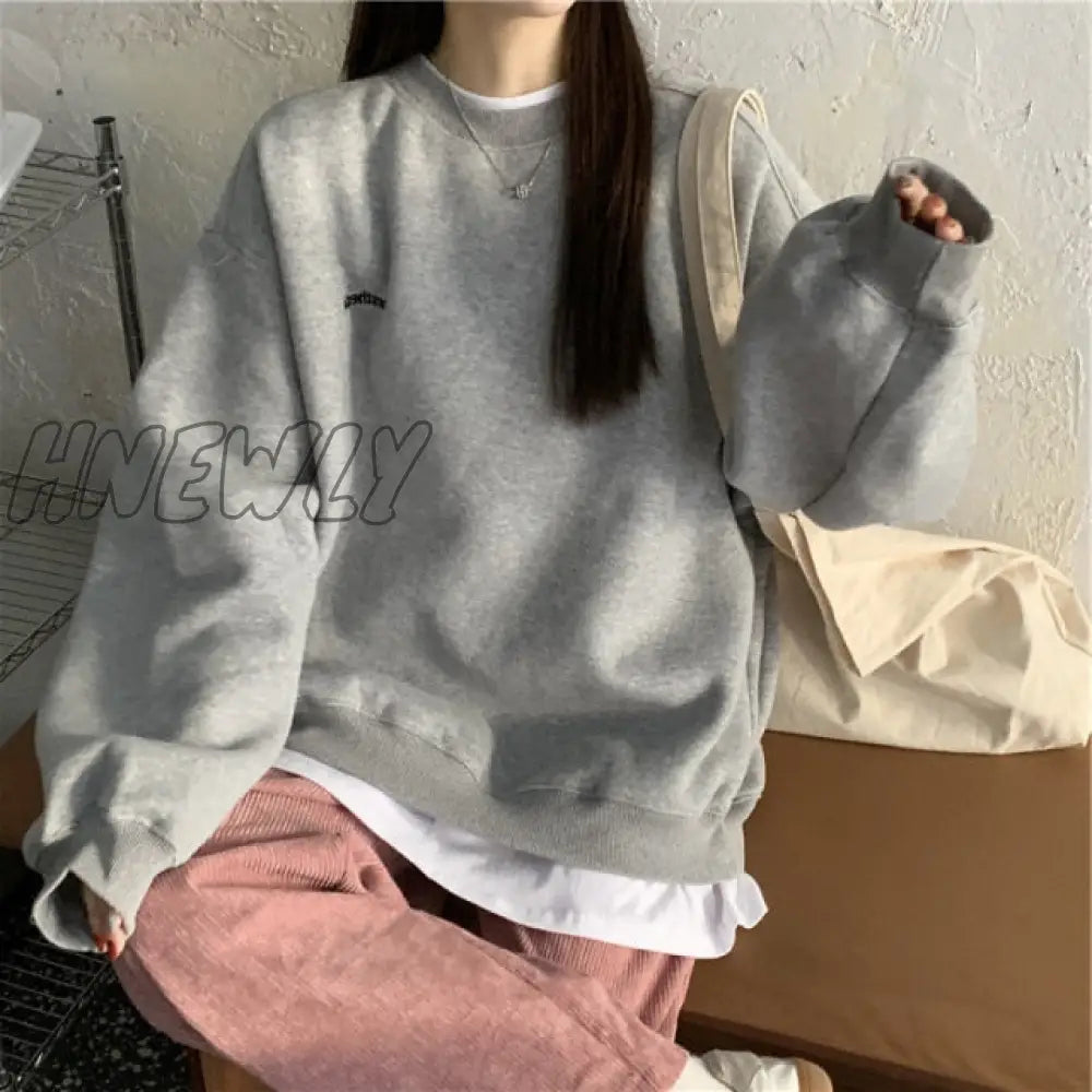 Autumn Winter Girl Korean Version Oversized Hoodies Street Style Letter Embroidery Sweatshirt