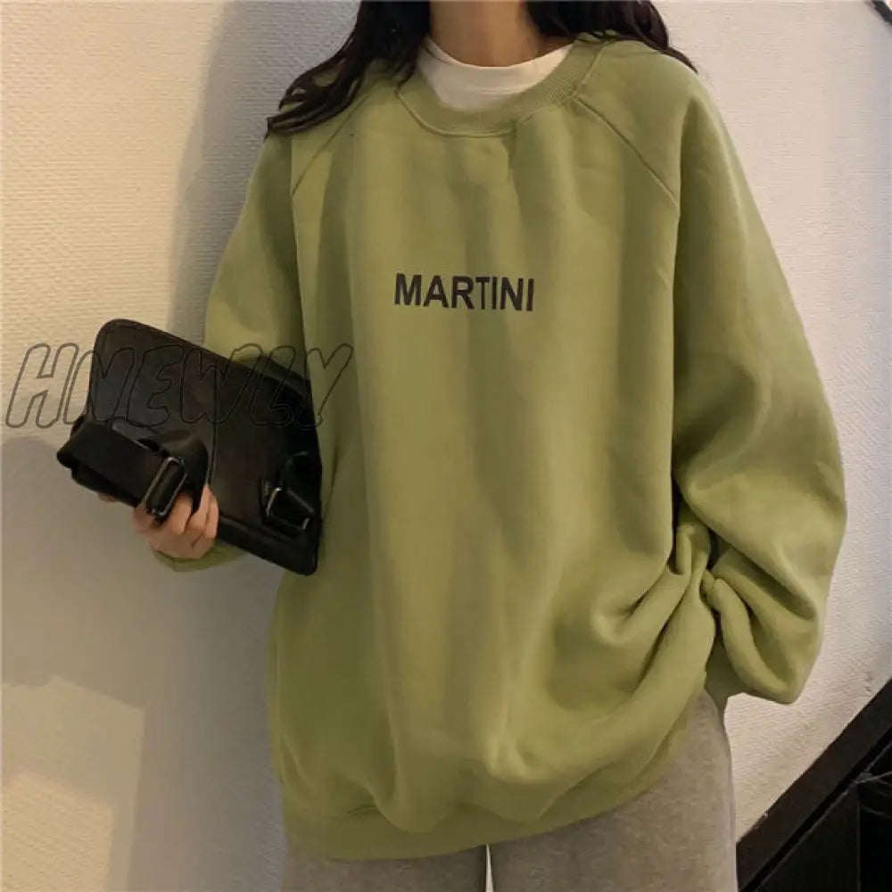 Autumn Winter Girl Korean Version Oversized Hoodies Street Style Letter Embroidery Sweatshirt