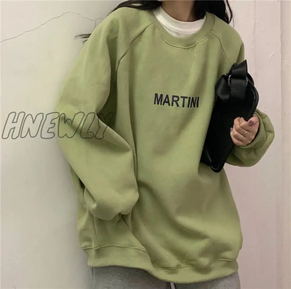 Autumn Winter Girl Korean Version Oversized Hoodies Street Style Letter Embroidery Sweatshirt