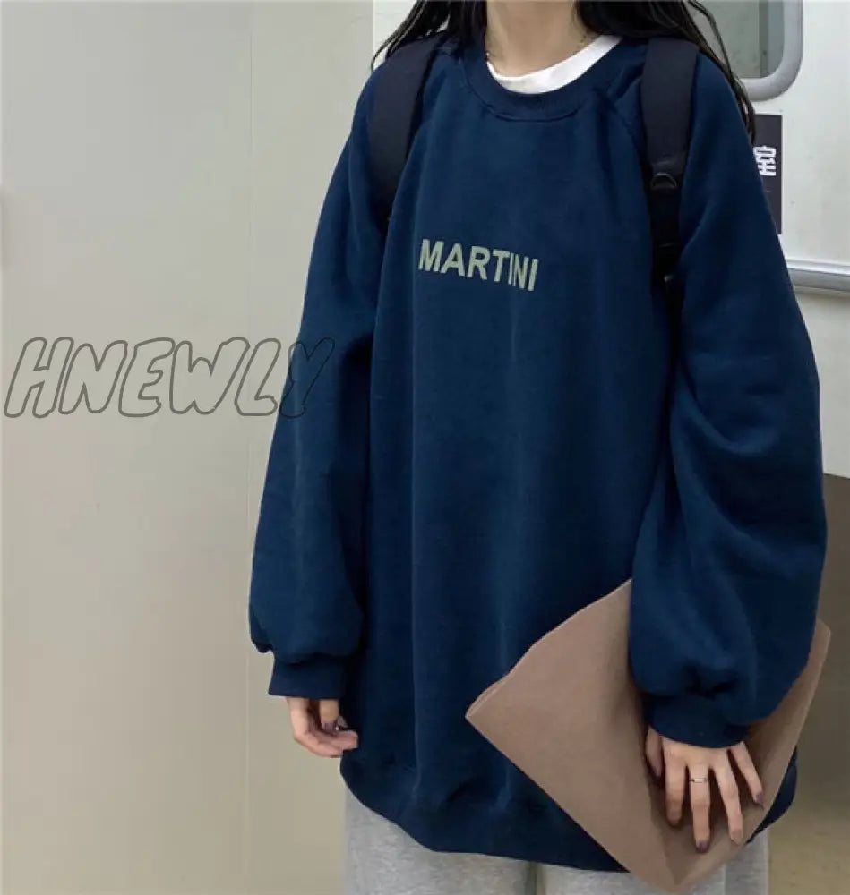 Autumn Winter Girl Korean Version Oversized Hoodies Street Style Letter Embroidery Sweatshirt