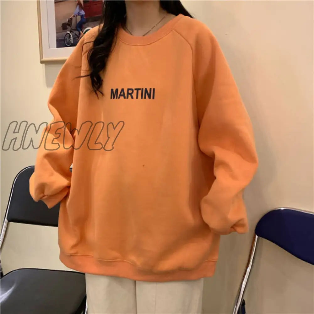 Autumn Winter Girl Korean Version Oversized Hoodies Street Style Letter Embroidery Sweatshirt