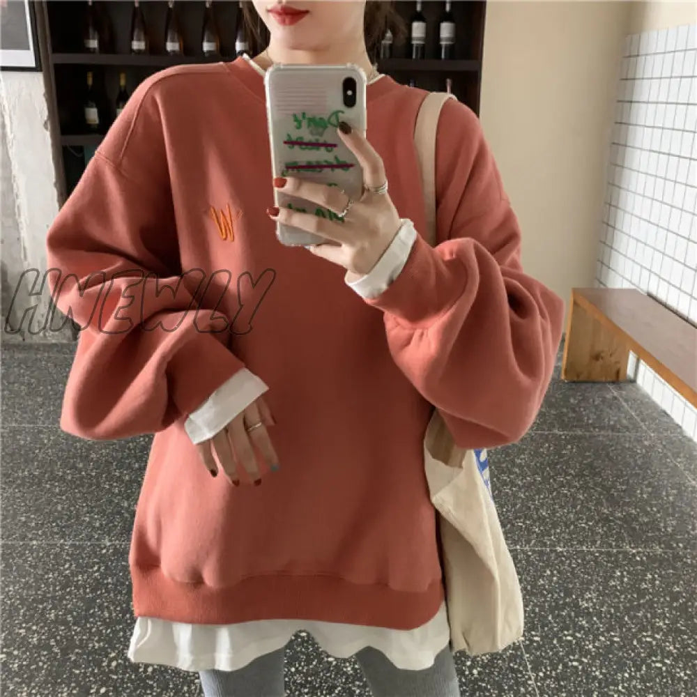 Autumn Winter Girl Korean Version Oversized Hoodies Street Style Letter Embroidery Sweatshirt